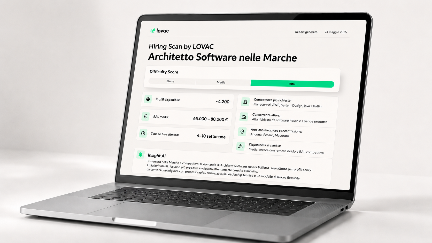 Esempio di report Hiring Scan Lovac su laptop