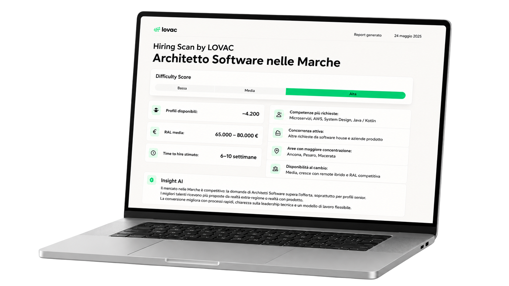 Esempio di report Hiring Scan Lovac su laptop